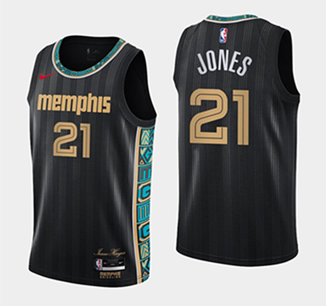 Men's Memphis Grizzlies #21 Tyus Jones Black NBA 2020-21 City Swingman Stitched Jersey
